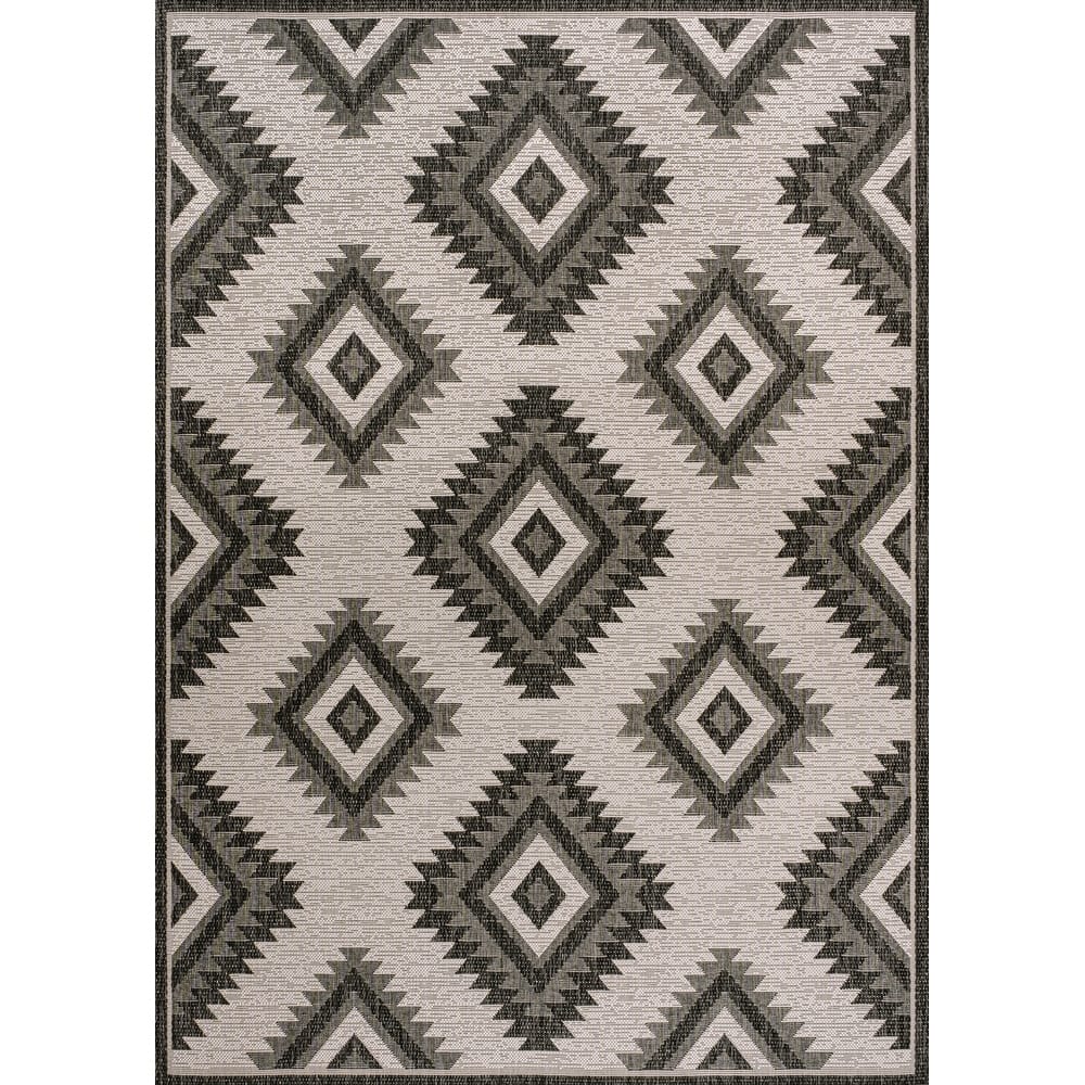 JONATHAN Y Aimee Geometric Moroccan Diamond Black/Cream Indoor/Outdoor Area Rug
