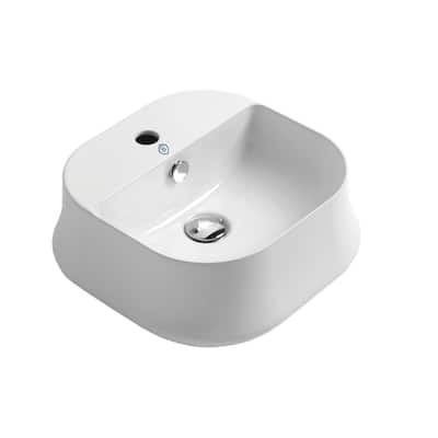 Whitehaus Britannia Square Above Mount Basin with Single Faucet Hole