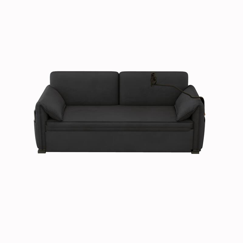 Convertible 63-inch Velvet Sofa Bed with Three Adjustable Modes - Comfortable Sofa, Lounge, and Double Bed for Home or Office
