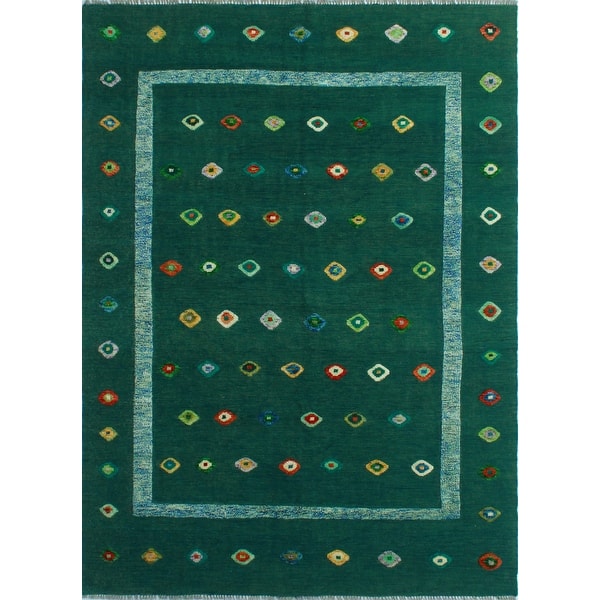 5'7 x 7'8 Blue Rug Noori Rug Handmade High-Low Kilim Malcolm Green/Lt 5'7 x 7'8 Blue Rug Noori Rug Handmade High-Low Kilim Malcolm Green/Lt