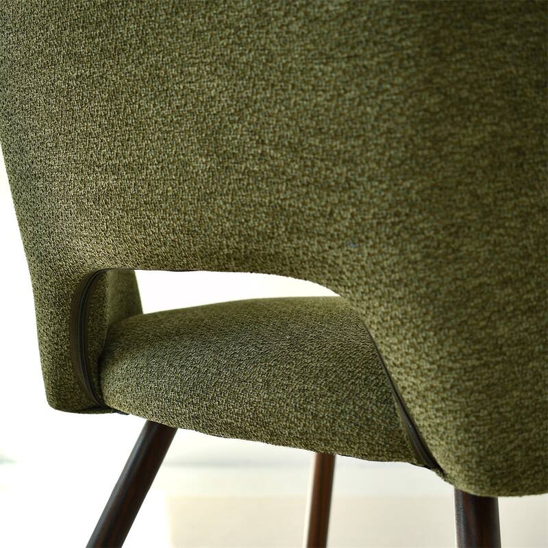 Upholstered Modern Cutout Back Dining Chair with Walnut Leg（Set of 4)