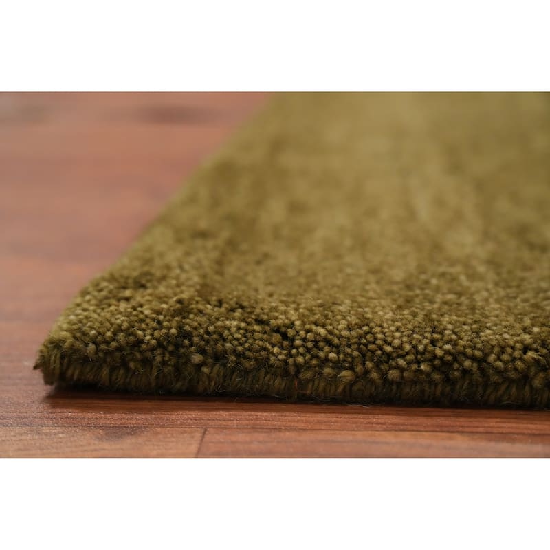 Hand Knotted Oriental 100% Wool Carpet Modern Solid Green Gabbeh Area Rug - 6' 0'' X 4' 0''
