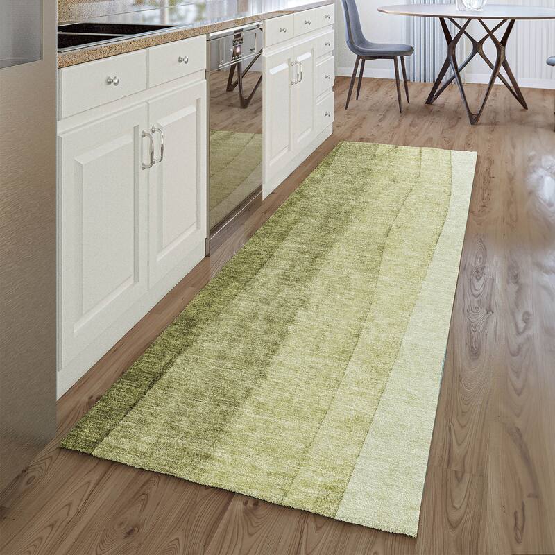 Premium Washable Super Soft Chunky Ombre Mayfield Rug - Olive - 2' 3" x 7' 6" - Runner