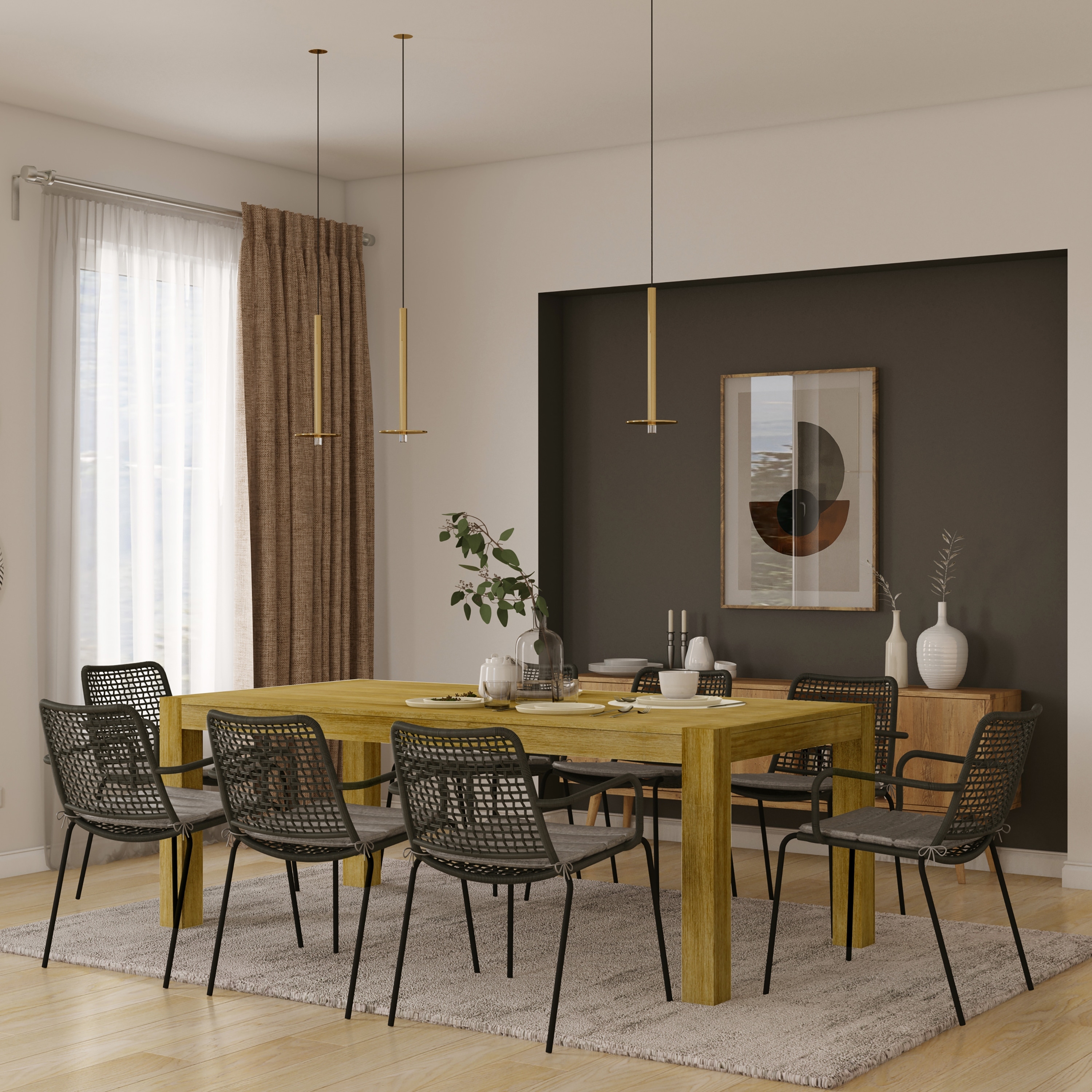 Isabell extendable solid wood dining set cheap