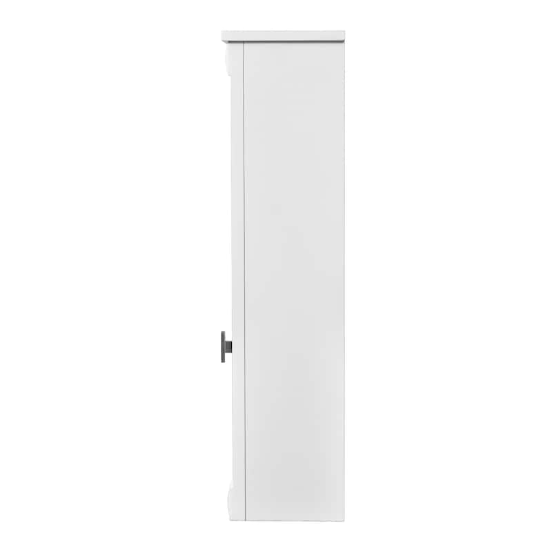 White MDF Wall Mounted Mirror Cabinet with Adjustable Shelves Storage - 34.04" x 7.13" x 28.74" (L x W x H)