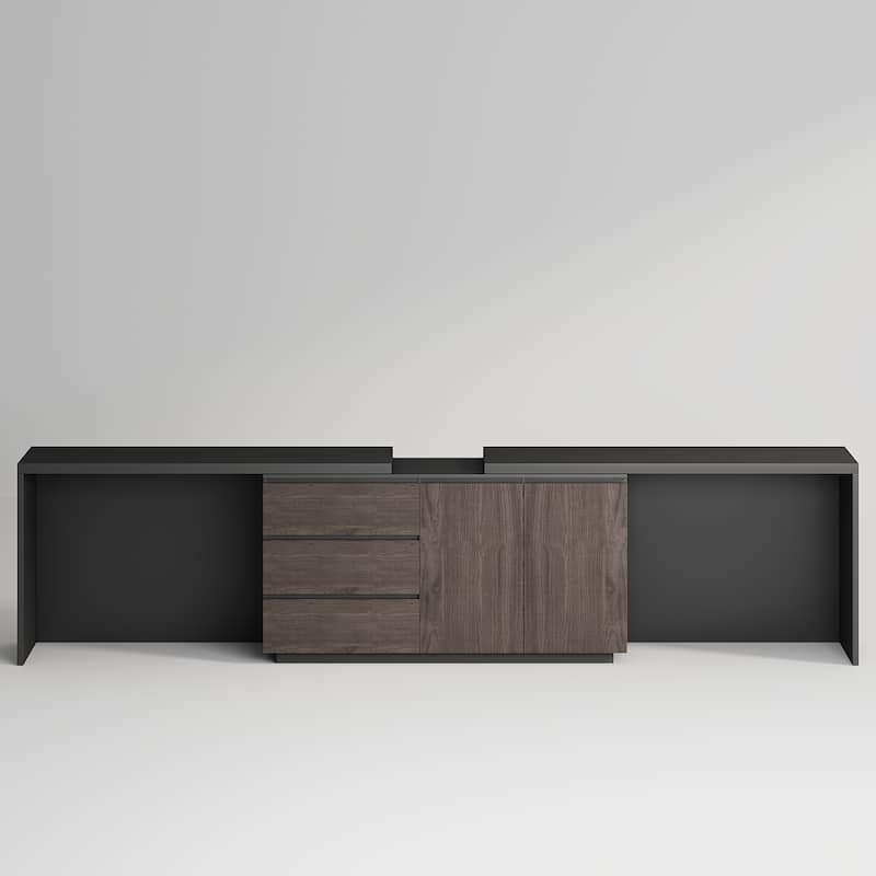 Super Large Modern Home Office Expandable Desk with Drawer Dresser for Storage