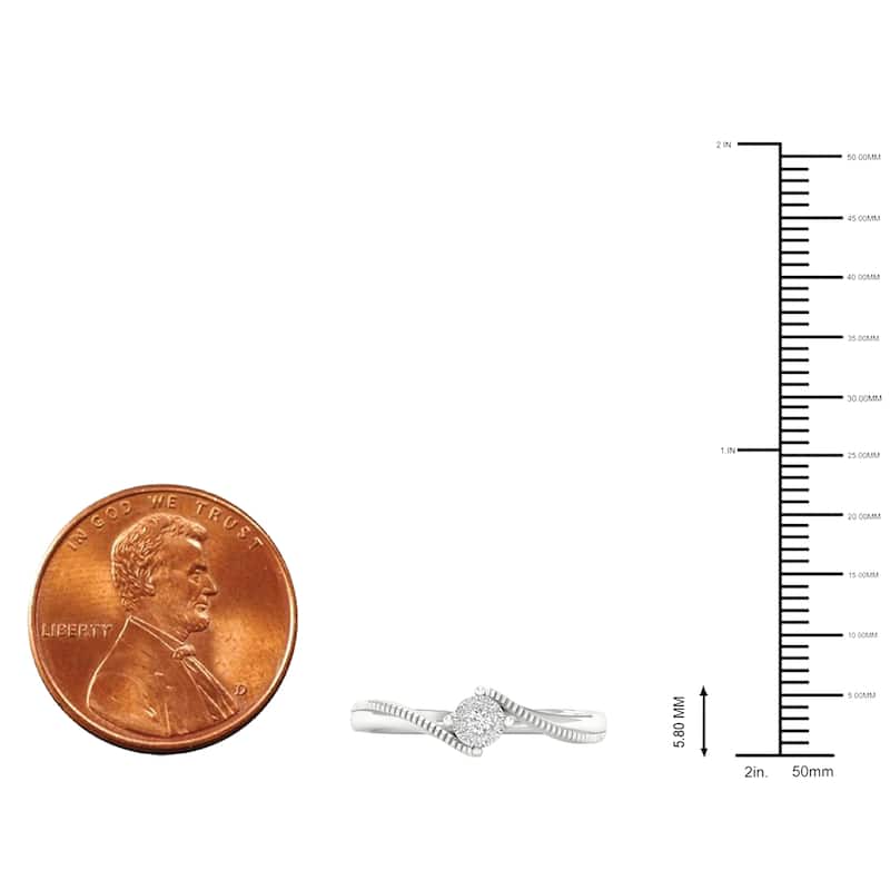 1/20ct TDW Diamond Cluster Bypass Ring in 10k or 14k Gold by De Couer