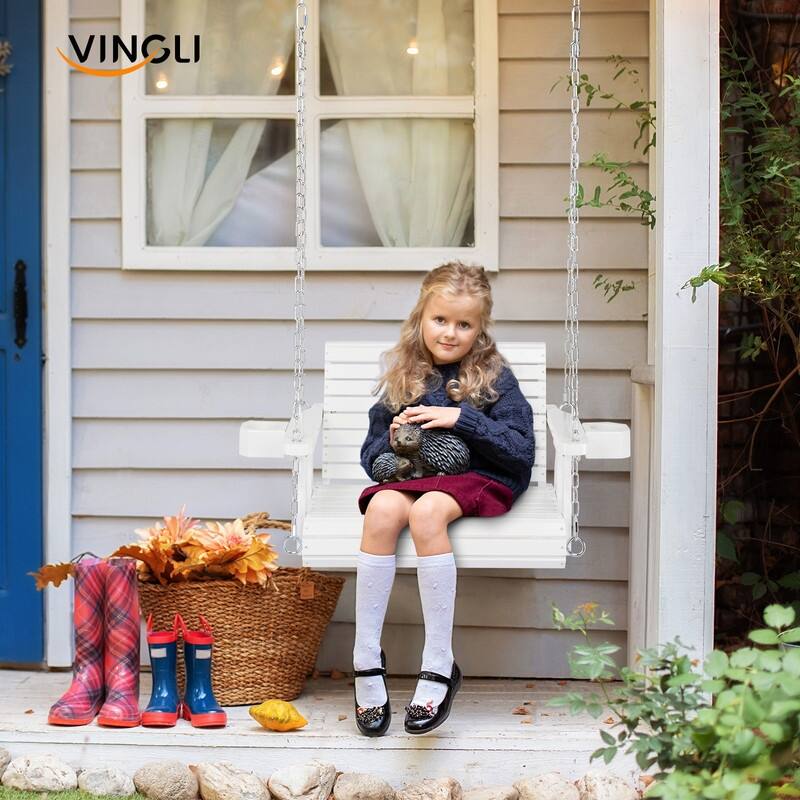 2.2ft white with cup holder and 5mm chain, regular single wooden swing 440lbs