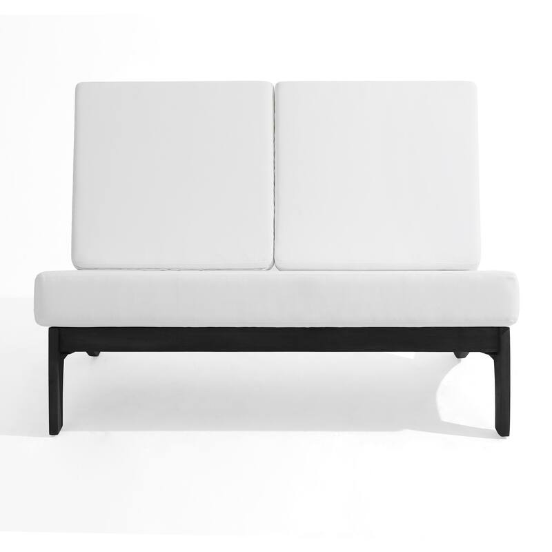 Outdoor Teak Wood Waterproof Armless Chair Loveseat with Cushions