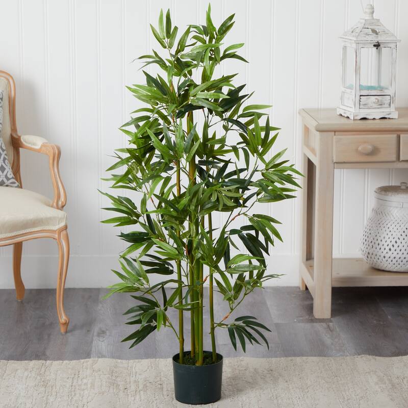 Bamboo Artificial Tree 4ft Indoor Outdoor Faux Plant Home Decor - Green - 51-60 Inches