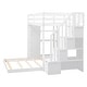 preview thumbnail 8 of 22, Twin Over Full Bunk Bed Frame with Built-In Shelves, Storage Stairs, Bottom Floor Bed with Pull-out Drawers, Wooden Loft Bed