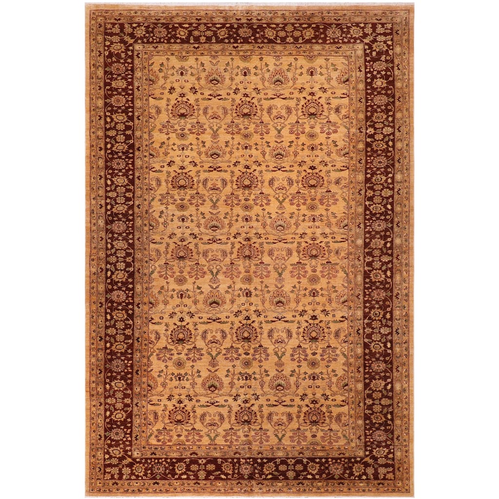 Bohemian Ziegler Basilia Gold Brown Hand-Knotted Wool Rug - 10'1'' x 15'8''