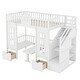 preview thumbnail 3 of 9, Twin Bunk Bed with Convertible Desk and Playhouse Design, White