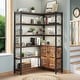 preview thumbnail 6 of 7, 6-Shelf Corner Bookshelf, Vintage Industrial Corner Bookshelf Etagere Bookcase,with storage cabinet