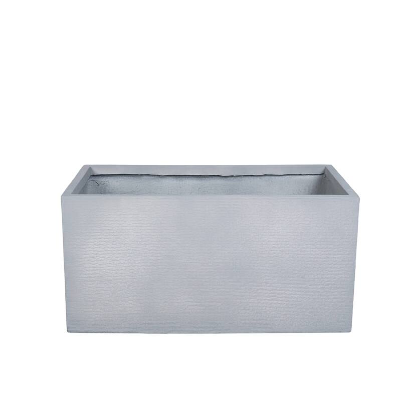 Flora Modern Rectangular Planter in Fiberstone and MGO Clay with Drainage for Indoor & Outdoor Home Office Patio Yard Decor