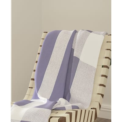 50" X 60" Purple Woven Cotton Checkered Throw Blanket with Fringe