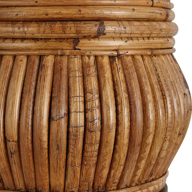 Rattan Table Lamp with Tapered Shade - 25" - Brown
