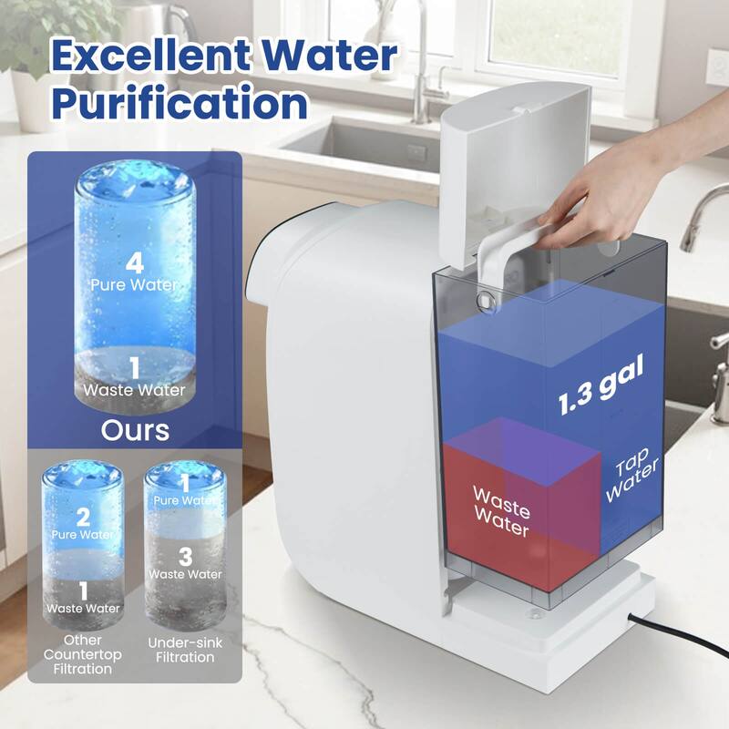 Costway 5-Stage RO + PPC Water Filtration System with UV Light, 4:1 - as pic shows - See Details