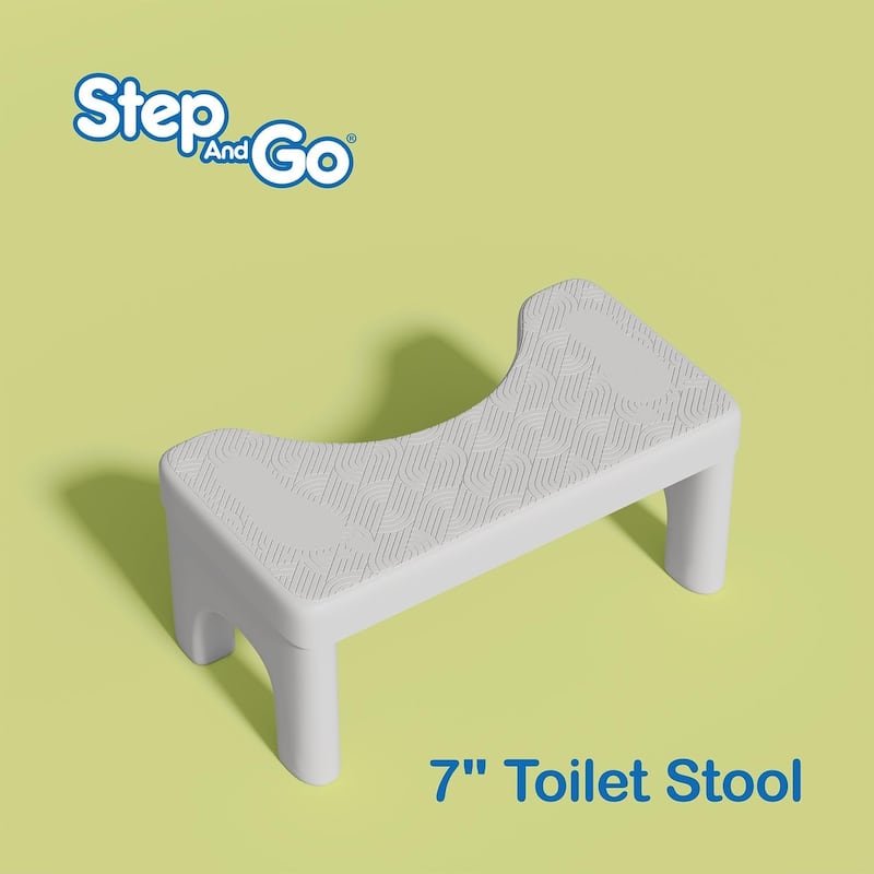 Step and Go Toilet Stool for Bathroom, Potty Poop Squat Stool 7" - White