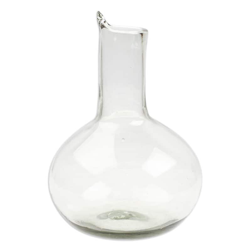 NOVICA Artisan Handblown Recycled Ecofriendly Glass Decanter Wine From Mexico Clear Tableware Drinkware 'Exquisite Shape'