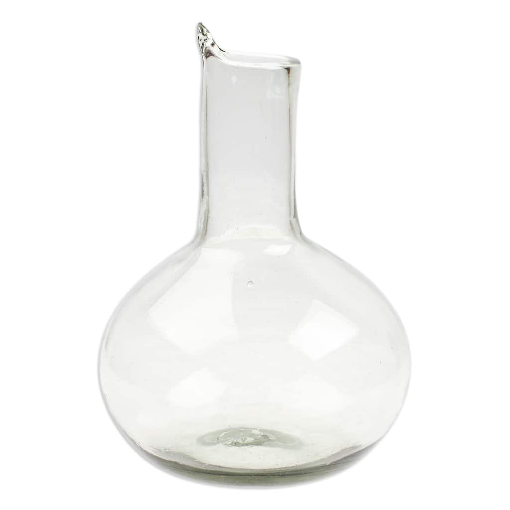 NOVICA Artisan Handblown Recycled Ecofriendly Glass Decanter Wine From Mexico Clear Tableware Drinkware 'Exquisite Shape'