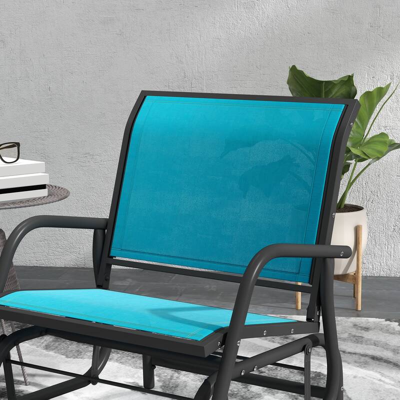 Outsunny Glider/Rocking Chair Set with Breathable Mesh Fabric, Curved Armrest
