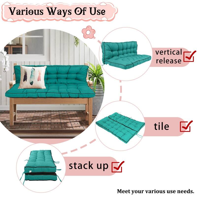 Porch Swing Replacement Cushion, 55in Outdoor Bench Cushions with Backrest Thicken 4"