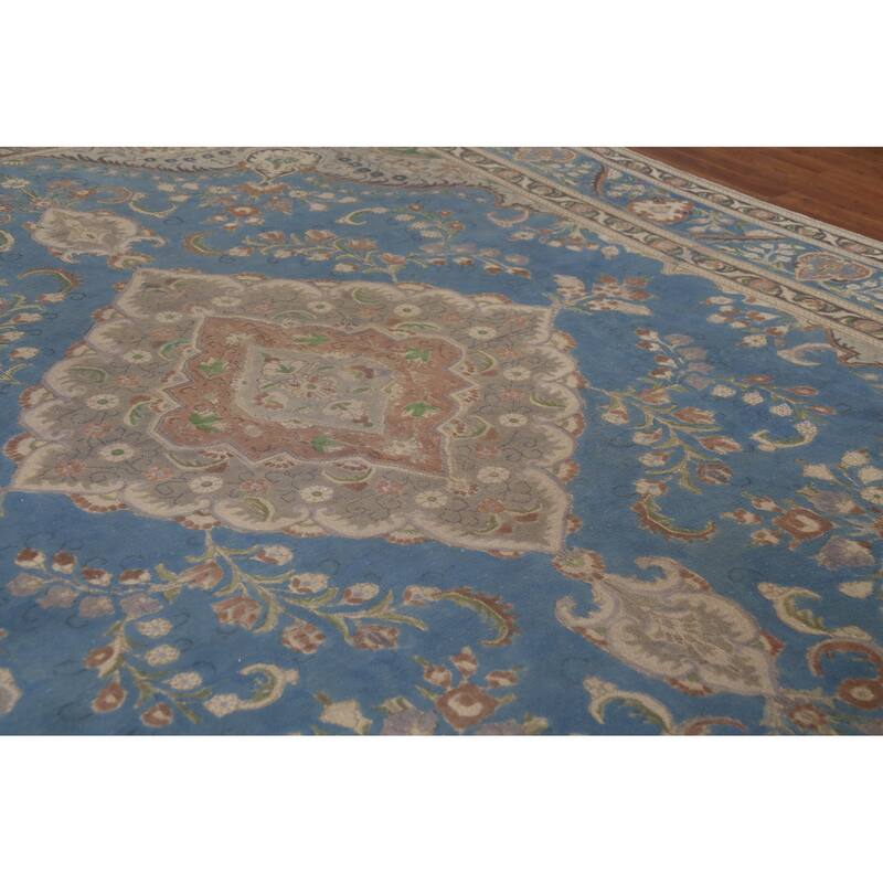 Tabriz Persian Vintage Area Rug Hand-Knotted Geometric Wool Carpet - 9'10"x 12'9"