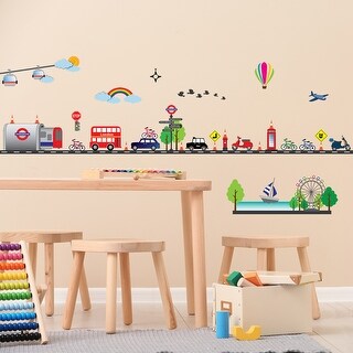 Walplus London Car Transport Wall Sticker Kids Nursery Decor Art Decal