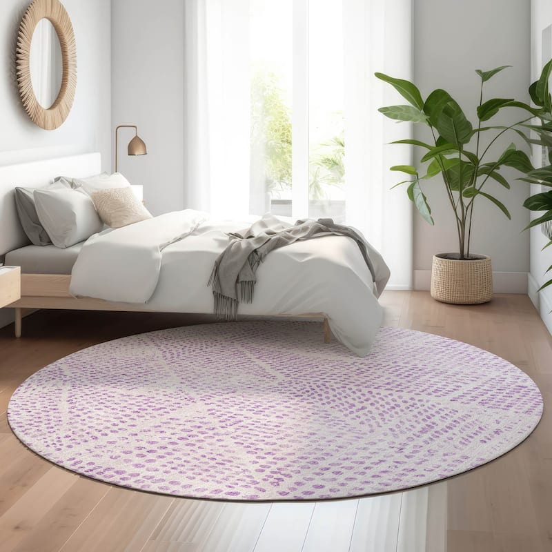 Premium Washable Super Soft Diamond Modern Mayfield Rug - Purple - 8' x 8' - Round
