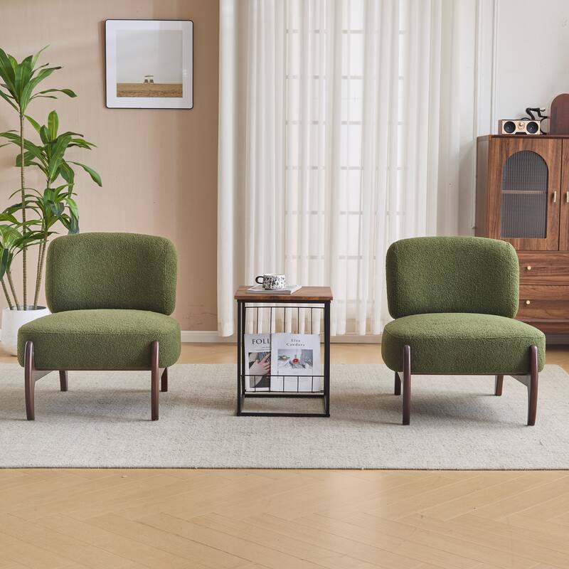 [Set of 2] 25.5" Modern Boucle Lounge Chair with Solid Wood Frame, Soft and Durable Boucle Upholstery, Perfect for Living Room