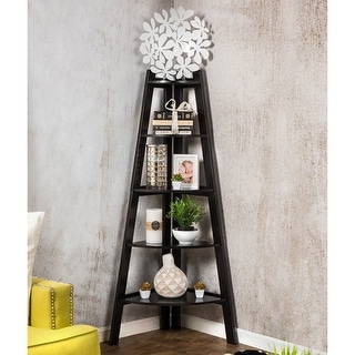 Furniture of America Kiki 5-tier Corner Ladder Display Bookcase