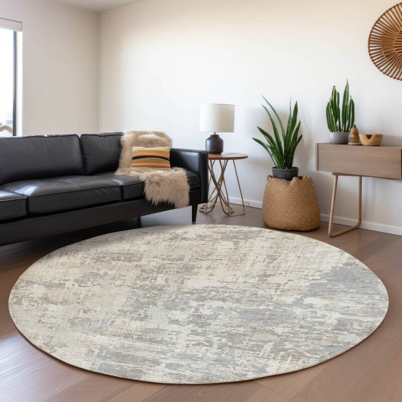 Premium Washable Super Soft Abstract Acree Mayfield Rug - Ivory - 8' x 8'