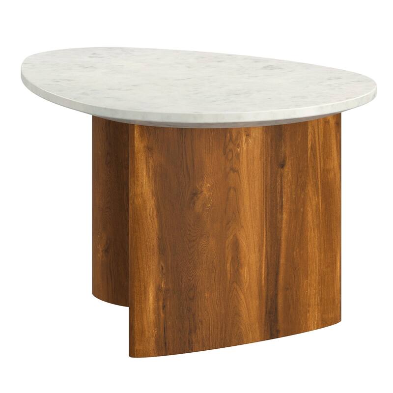 Mid-Century Modern Solid Wood & Marble Coffee Table