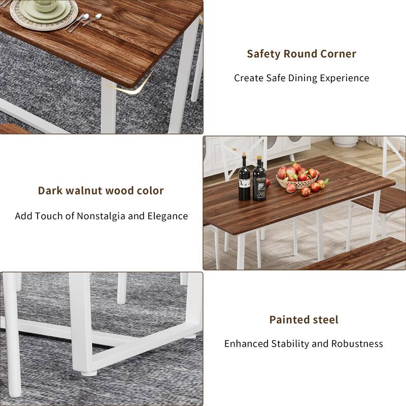 Four-piece set table and chair with backrest, industrial style