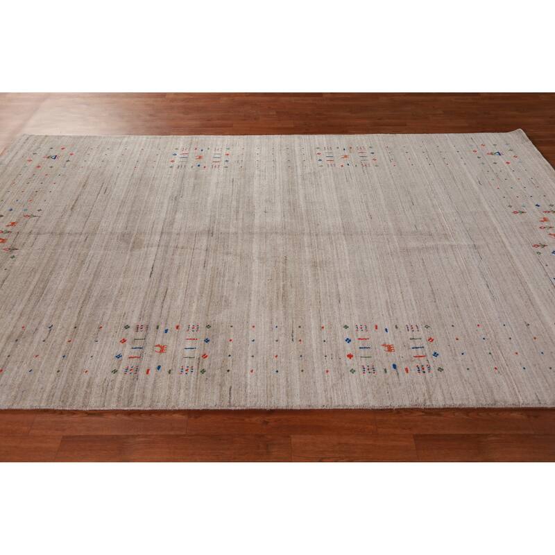 Tribal Gabbeh Oriental Area Rug Hand-Knotted Wool Carpet - 5'9"x 9'0"