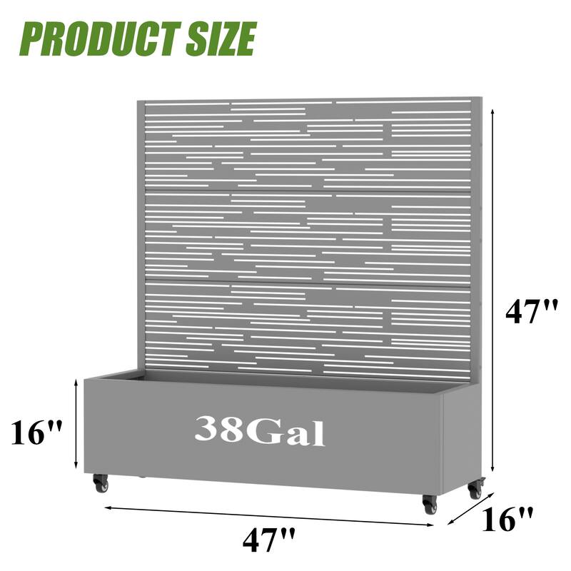 Raised Garden Bed Planter with Trellis Movable Planter Box with Lockable Wheels
