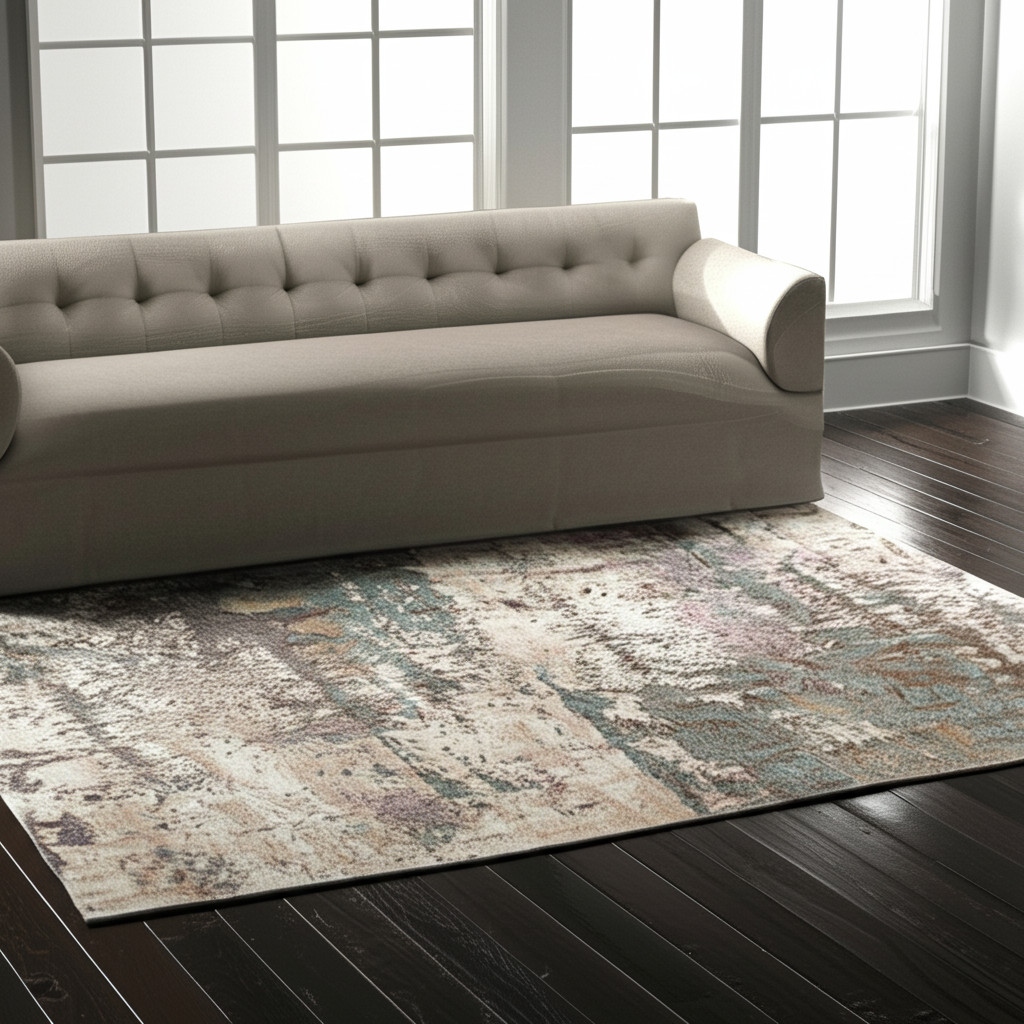 HomeRoots Abstract Industrial Rectangle Area Rug - 90.00 in. x 60.00 in.  x 0.47 in.