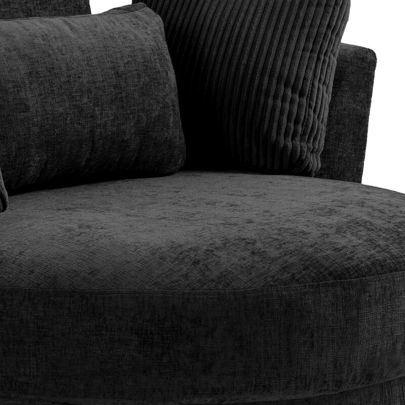 41" W Oversized Accent Barrel Swivel Chair with Moon Storage Ottoman