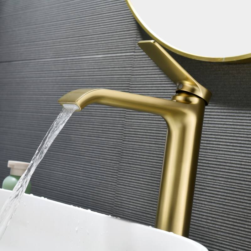 10.9"H Solid Brass Single-handle Bathroom Sink Faucet