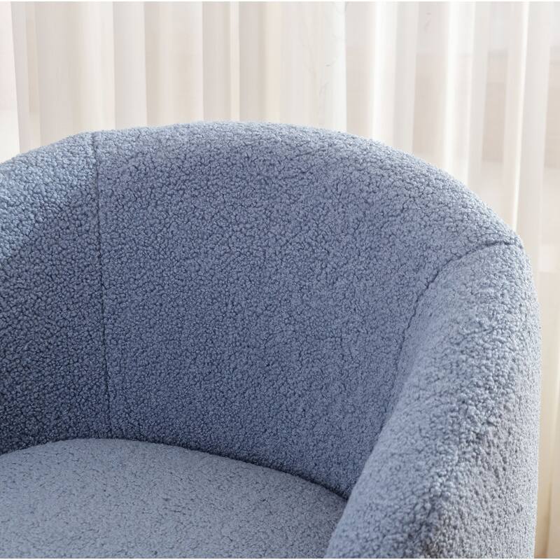 Swivel Barrel Chair,Teddy Fabric Upholstered Modern Round Accent Arm Chairs