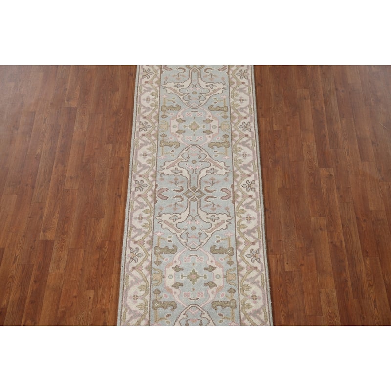 Transitional Oushak Style Runner Rug Hand-knotted Wool Carpet - 2'7"x 10'0"