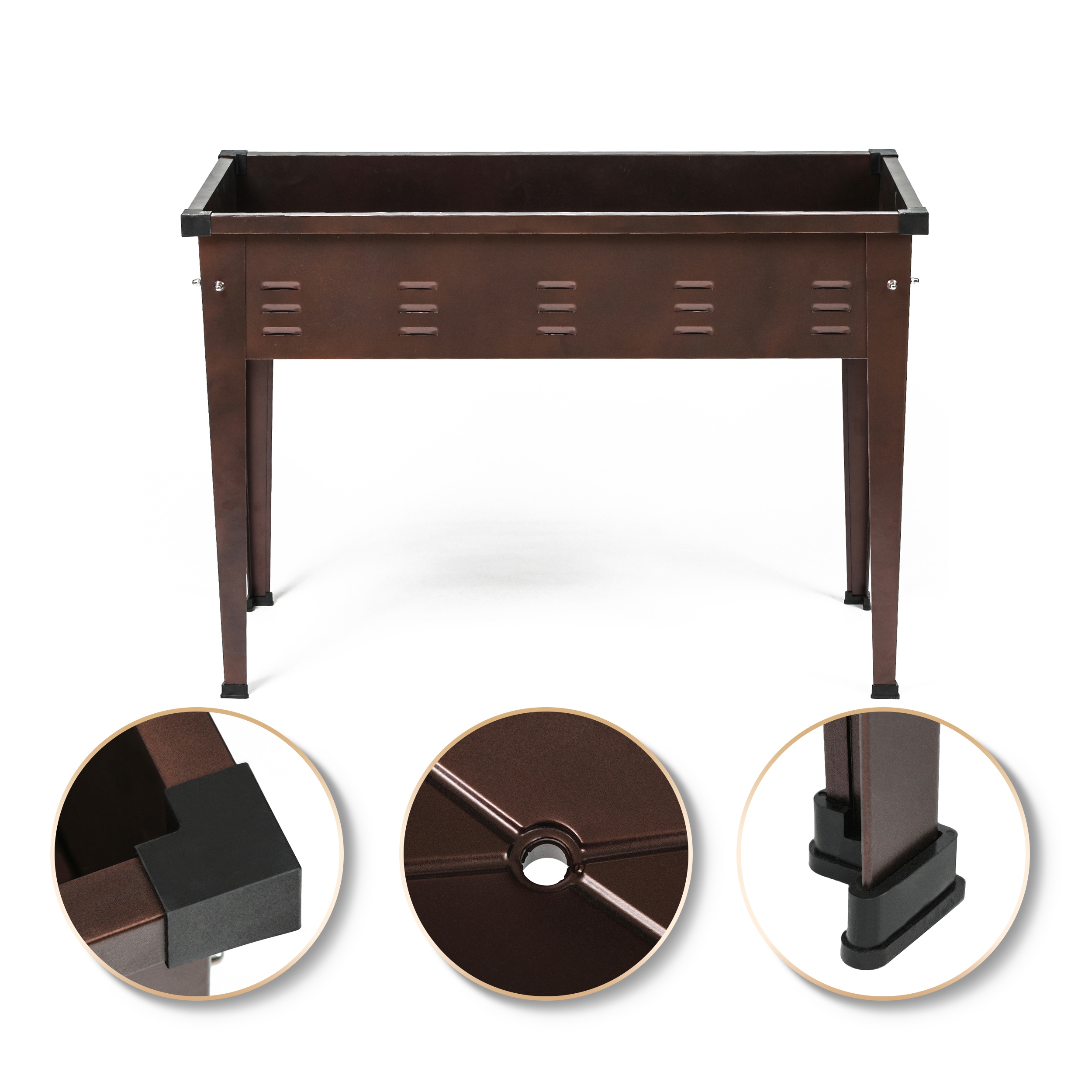 Brown Metal Rectangular Raised Garden Planter - 27.95" H x 39.57" W x 17.72" D