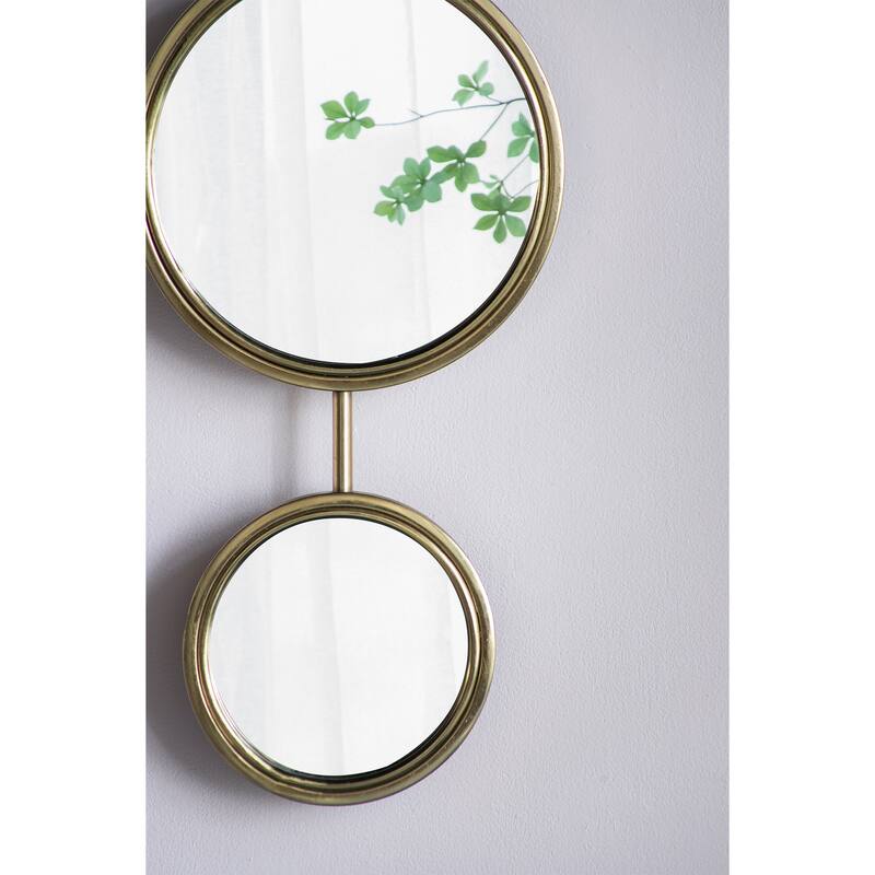 2 Circle Mirrors for Wall Decor,11" x 28.5" - Gold