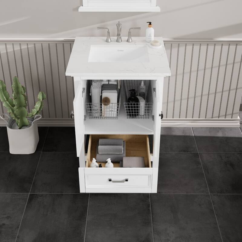 Eviva Britney 24" Bath Vanity with WH Carrara Quartz Top