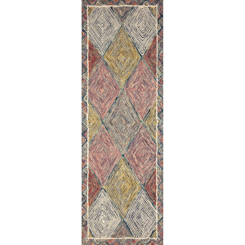 Alexander Home Kaleidoscope Diamond Hand-Hooked Wool Rug