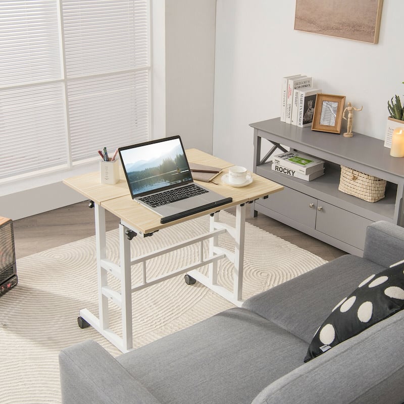 Gymax Mobile Stand up Desk Adjustable Computer Desk Tilting