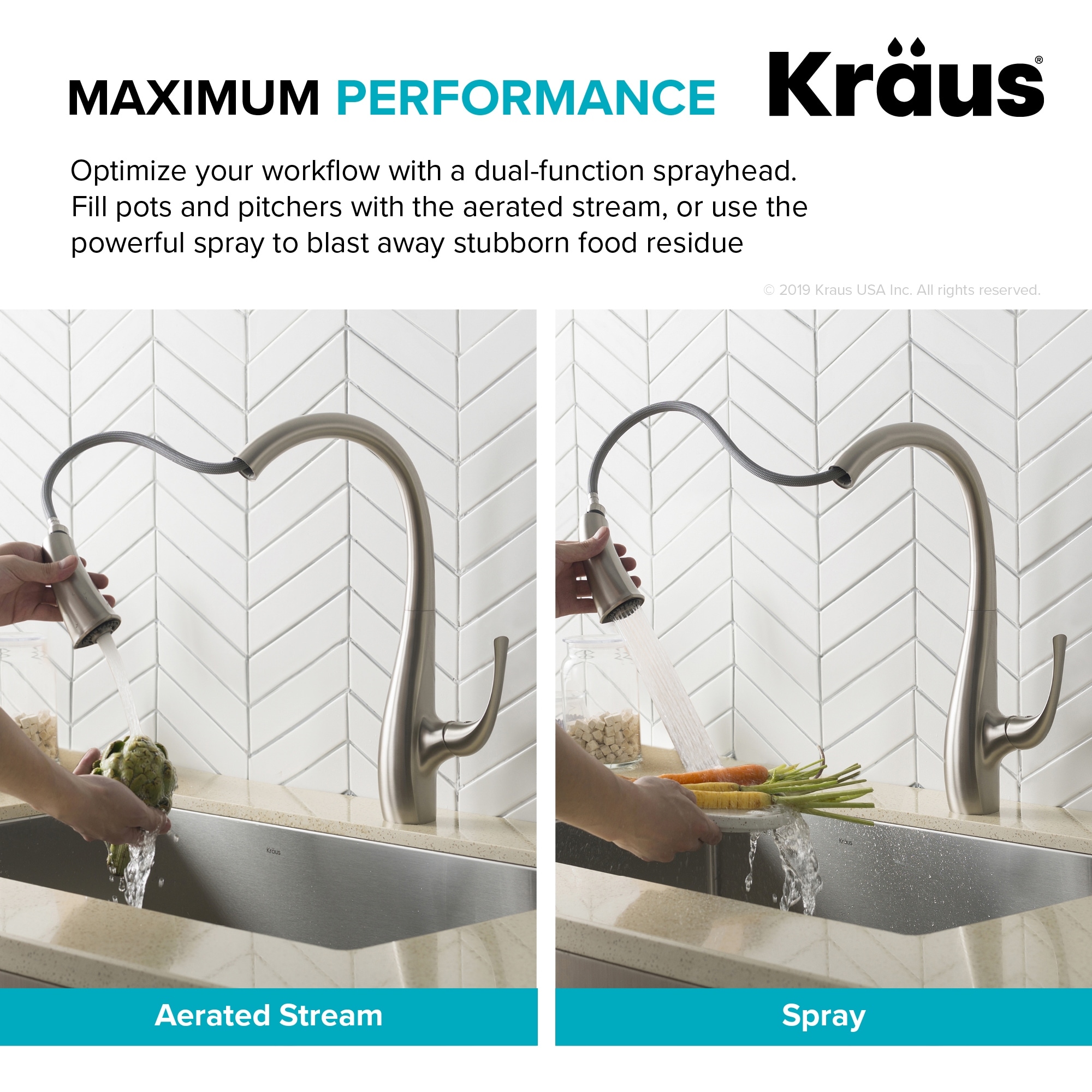 Kraus Ansel 2-Function 1-Handle Pulldown Kitchen Faucet