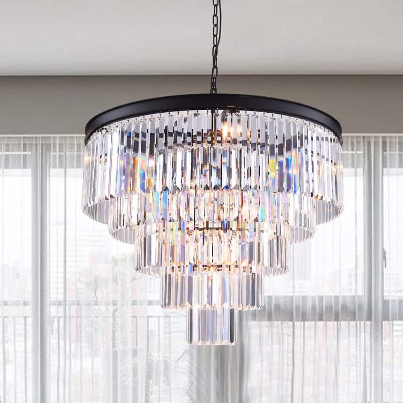 Maxax 12 - Light Unique Tiered Chandelier with Crystal Accents