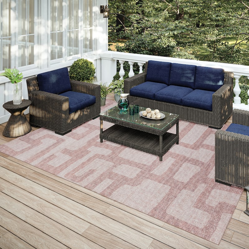 Indoor/ Outdoor Addison Yuma Modern Cobblestone Washable Area Rug - 3' x 5' - Tan